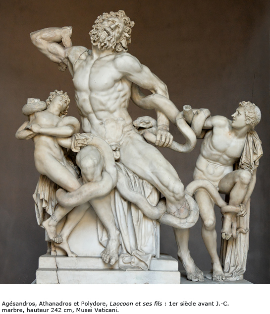 Agésandros, Athanadros et Polydore, Laocoon et ses fils : 1er siècle avant J.-C.  marbre, hauteur 242 cm, Musei Vaticani